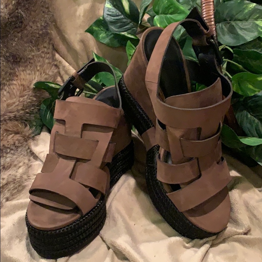 All Saints Marzee Two Tone Platform Wedge Sandal - Picture 16 of 16